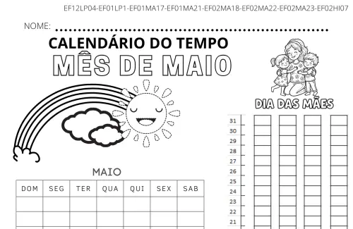 Calendário do tempo Maio 2026