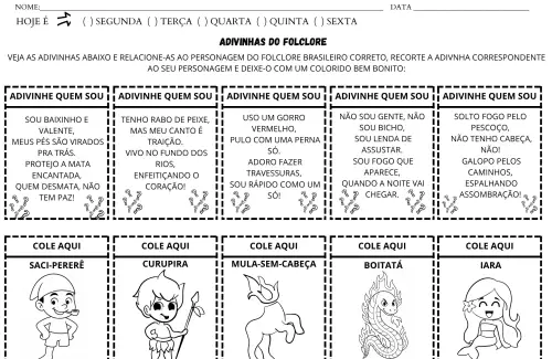 atividade adivinhas folclore