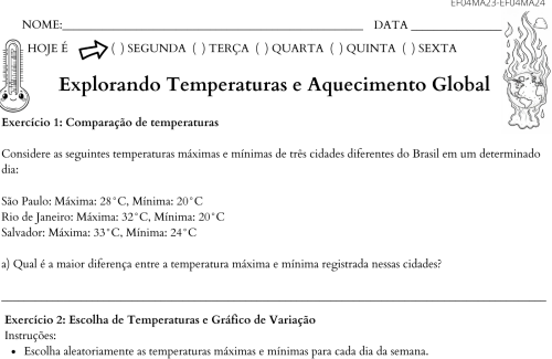 atividade e temperatura e aquecimento global