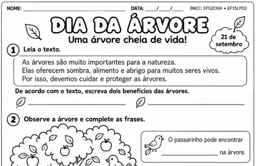 atividade dia da árvore 2º ano