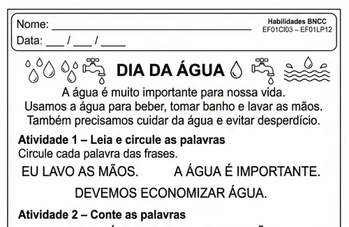 atividade 1 ano língua portuguesa 
