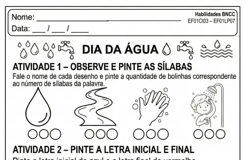 atividade 1 ano língua portuguesa sílabas 