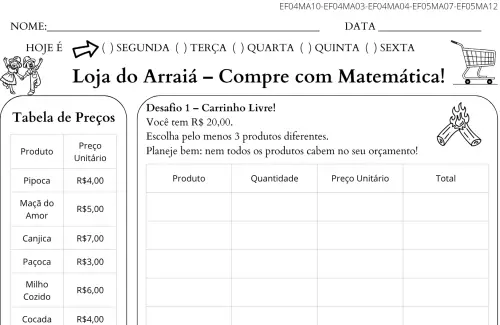 ativividade festa junina compras