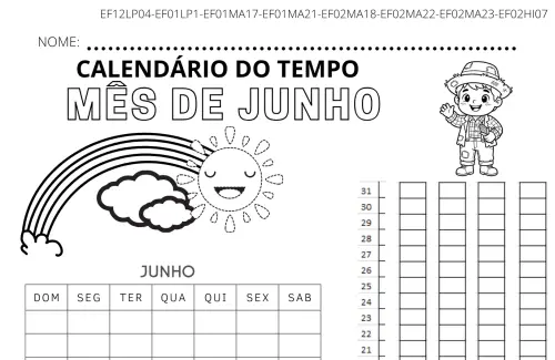 Calendário do tempo Junho 2026