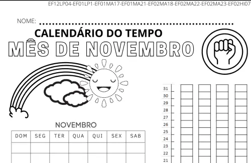 Calendário do tempo mês de novembro de 2024