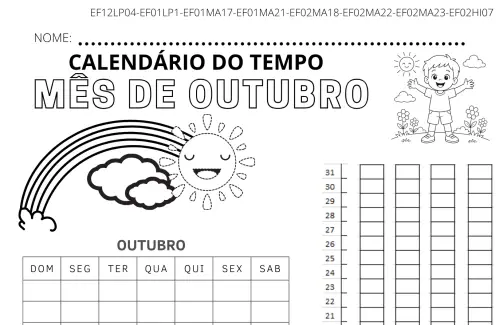 Calendário do Tempo Outubro 2026