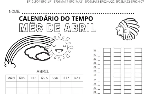 calendário do tempo mês de abril