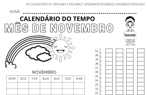 calendário do tempo mês de novembro