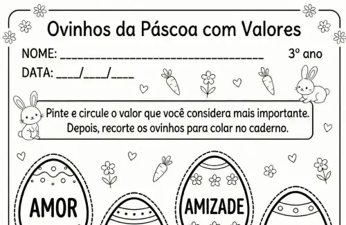 atividade páscoa com ovos com valores