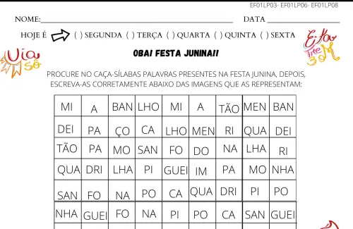 Atividades de alfabetização 1º Ano: Cruzadinha e Caça-palavras dos