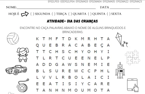 Atividades de Caça-Palavras para 1º, 2º e 3º ano