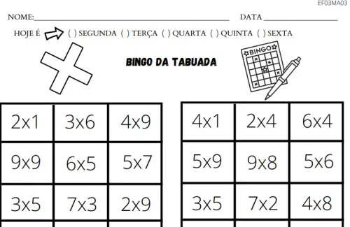 Atividades de português e matemática 3º ano