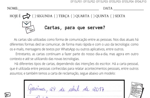 Quiz sobre o gênero Carta Pessoal para o 4º ano e 5º ano.