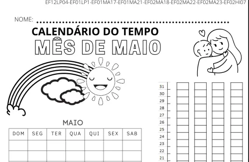 calendário do tempo mês de maio