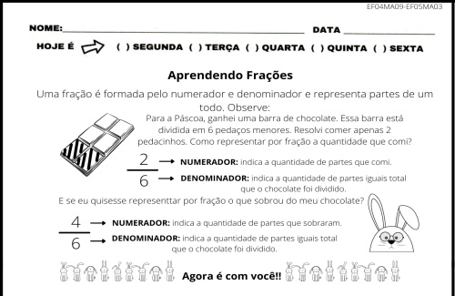 Frações Unitárias II - Planos de aula - 4º ano