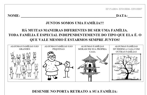 Organização Familiar e a Escola worksheet